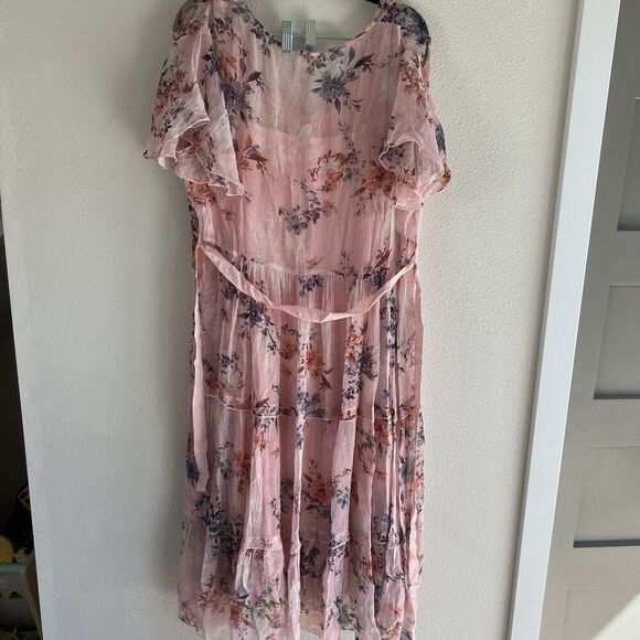Sundance Alexandria Dress Floral Chiffon Teired Midi Women’s XL Garden Cottage - Picture 7 of 9